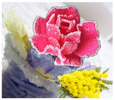 coupe de glace petale de fleur en sucre